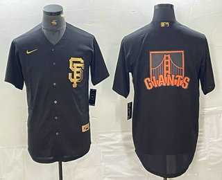 Mens San Francisco Giants Team Big Logo Black Gold Cool Base Stitched Baseball Jersey->san francisco giants->MLB Jersey